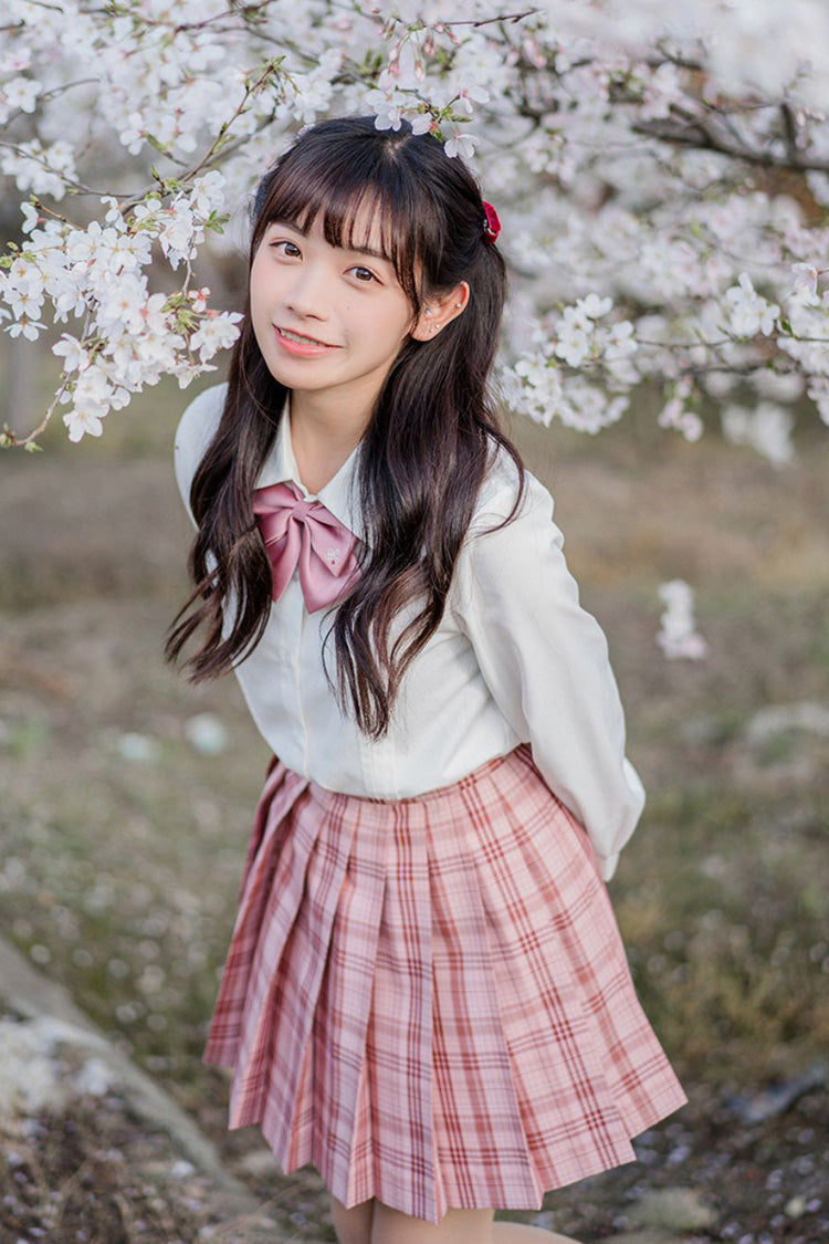 Gothic Lolita Skirt - College Style Plaid Stripe, Pink, Pleated, Plaid, Striped - additional product view 5