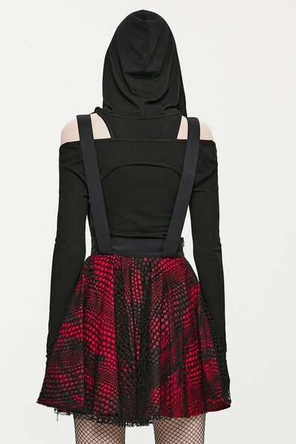 Gothic Lolita Skirt - Double-layer Hollow Stitching, Red, Women's Style, Lace Trim - additional product view 3
