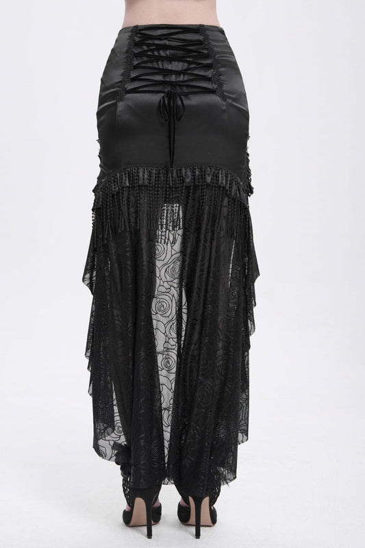 Gothic Lolita Skirt - Embroidery Stitching Lace Mesh, Black, Women's Style, Embroidered - additional product view 2