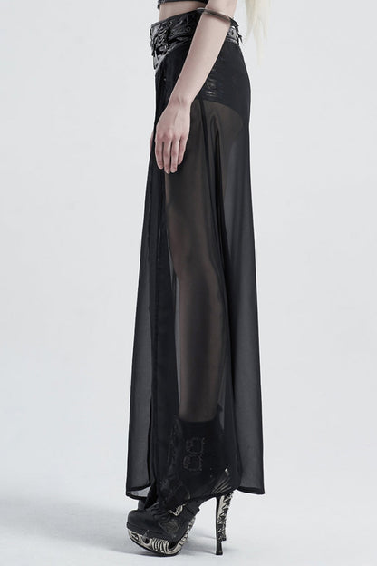 Gothic Lolita Skirt - Fake Two Pieces PU Leather, 2 Colors, Women's Style - additional product view 2