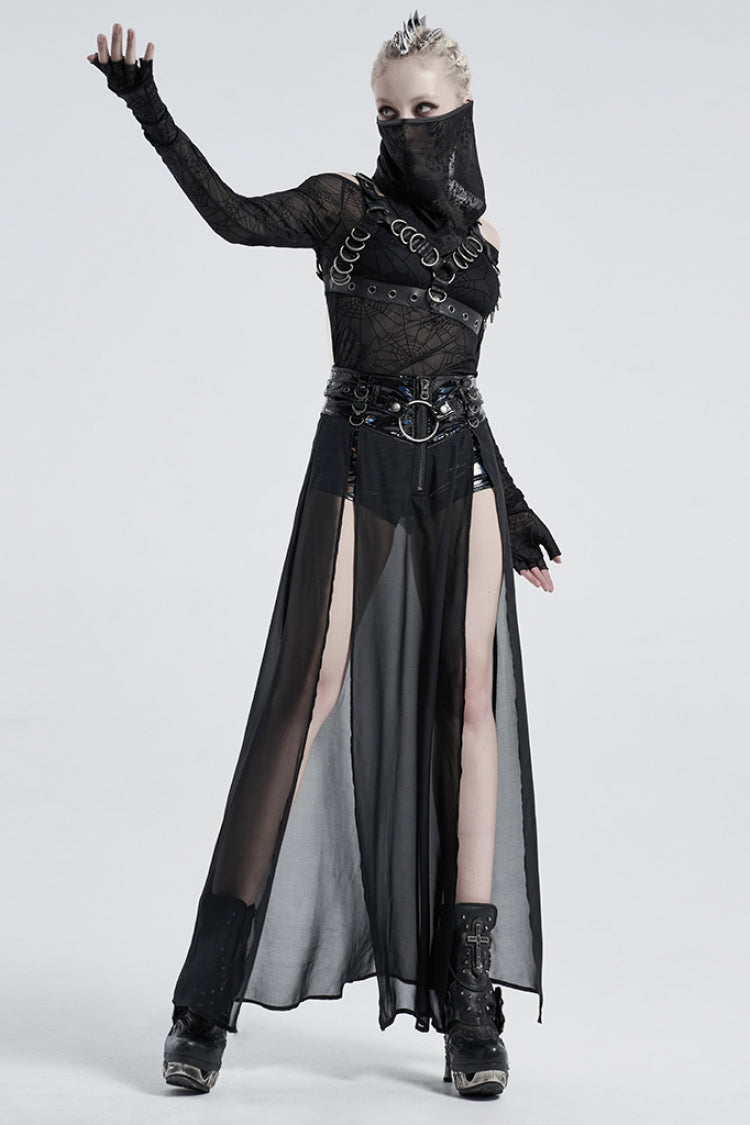 Gothic Lolita Skirt - Fake Two Pieces PU Leather, 2 Colors, Women's Style - additional product view 4