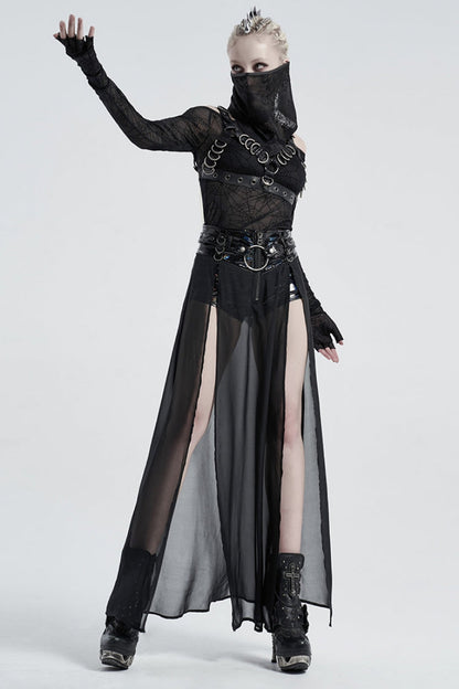 Gothic Lolita Skirt - Fake Two Pieces PU Leather, 2 Colors, Women's Style - additional product view 4