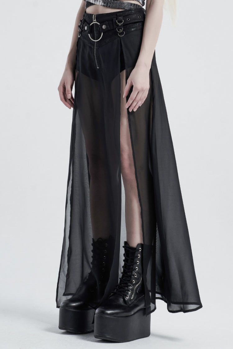 Gothic Lolita Skirt - Fake Two Pieces PU Leather, 2 Colors, Women's Style - additional product view 9