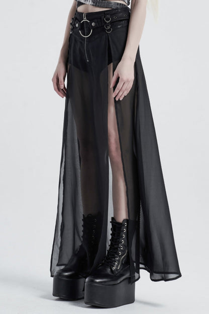 Gothic Lolita Skirt - Fake Two Pieces PU Leather, 2 Colors, Women's Style - additional product view 9
