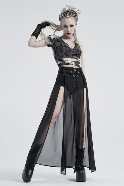 Gothic Lolita Skirt - Fake Two Pieces PU Leather, 2 Colors, Women's Style - additional product view 11
