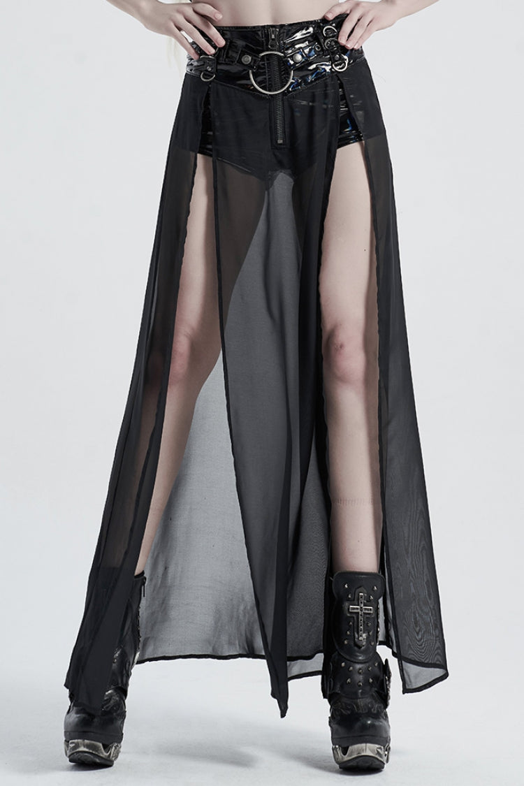 Gothic Lolita Skirt - Fake Two Pieces PU Leather, 2 Colors, Women's Style - main product image
