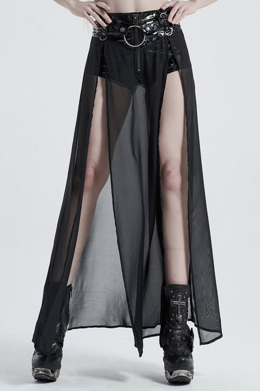 Gothic Lolita Skirt - Fake Two Pieces PU Leather, 2 Colors, Women's Style - main product image