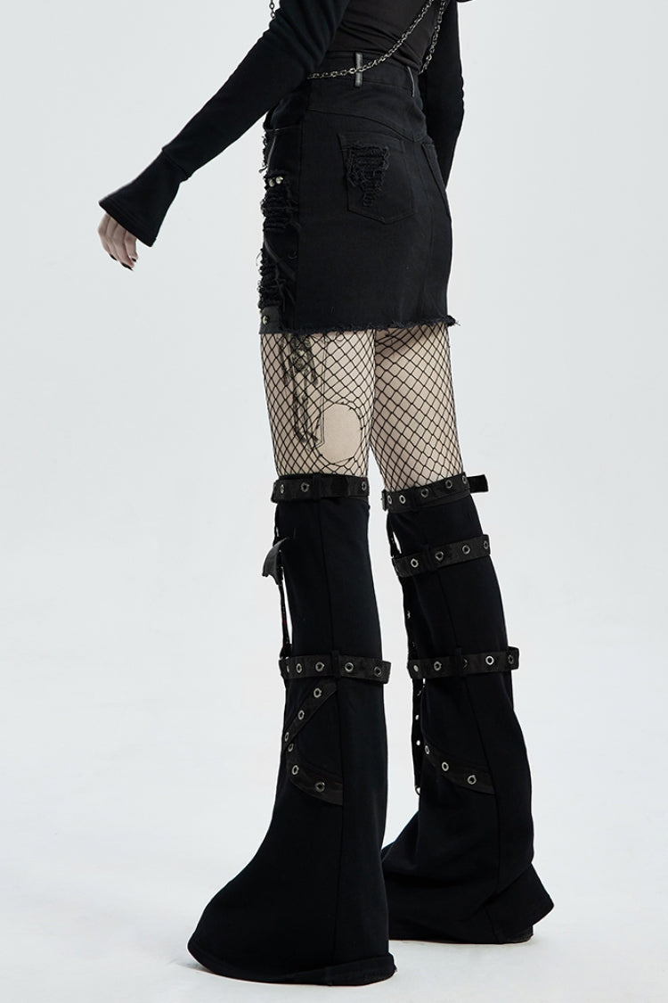 Gothic Lolita Skirt - Five-pointed Print Slim Ripped, Black, Women's Style, Printed - additional product view 3
