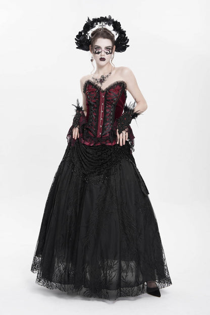 Gothic Lolita Skirt - Floral, Black, Long Length, Women's Style, Embroidered - additional product view 7