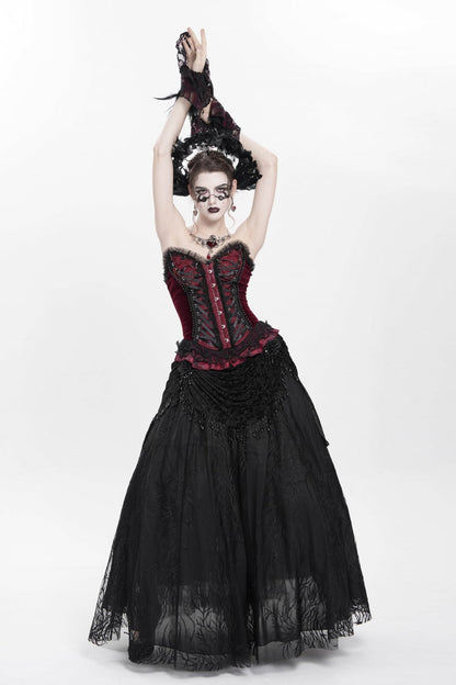 Gothic Lolita Skirt - Floral, Black, Long Length, Women's Style, Embroidered - additional product view 9