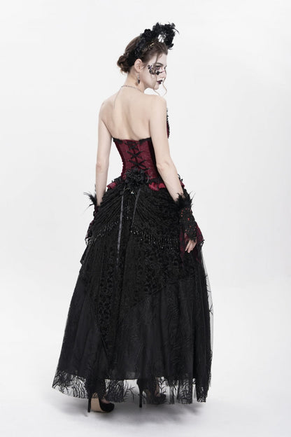 Gothic Lolita Skirt - Floral, Black, Long Length, Women's Style, Embroidered - additional product view 10