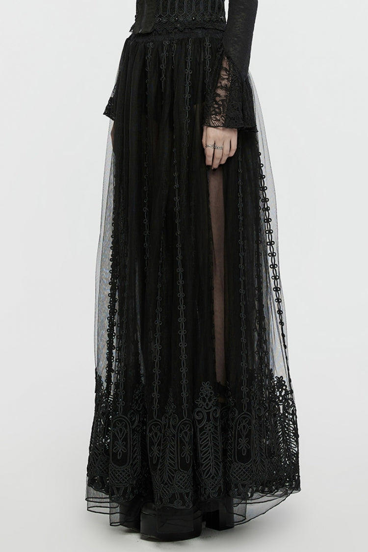 Gothic Lolita Skirt - Floral, Black, Women's Style, Embroidered - additional product view 2