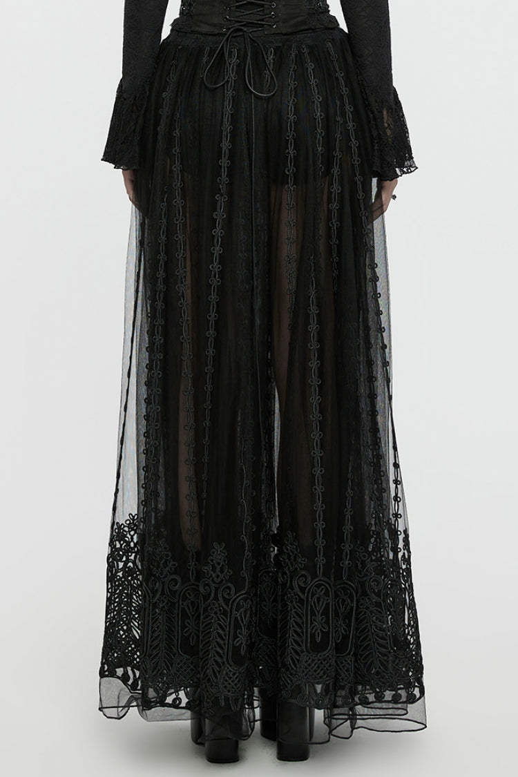 Gothic Lolita Skirt - Floral, Black, Women's Style, Embroidered - additional product view 3