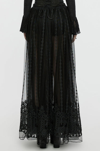 Gothic Lolita Skirt - Floral, Black, Women's Style, Embroidered - additional product view 3