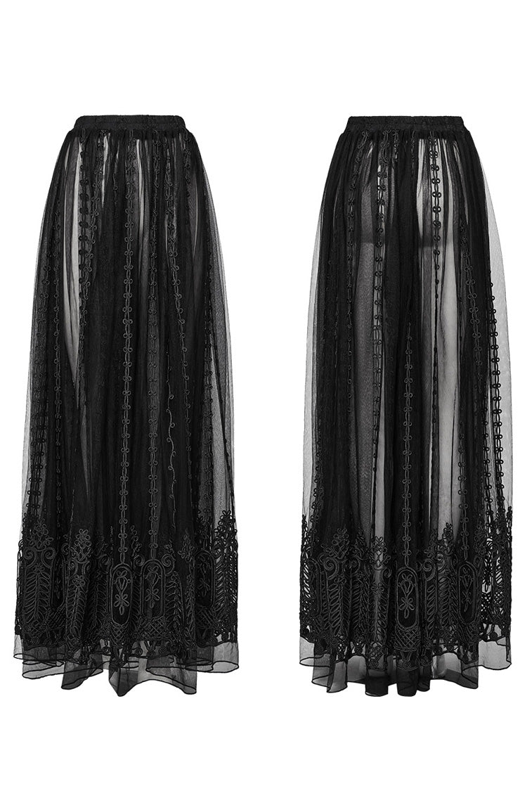 Gothic Lolita Skirt - Floral, Black, Women's Style, Embroidered - additional product view 5