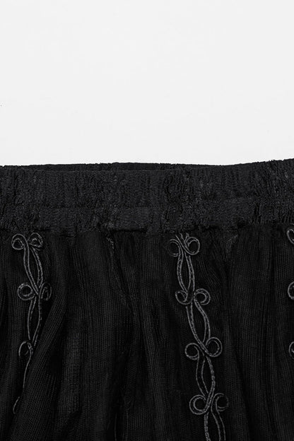Gothic Lolita Skirt - Floral, Black, Women's Style, Embroidered - additional product view 6