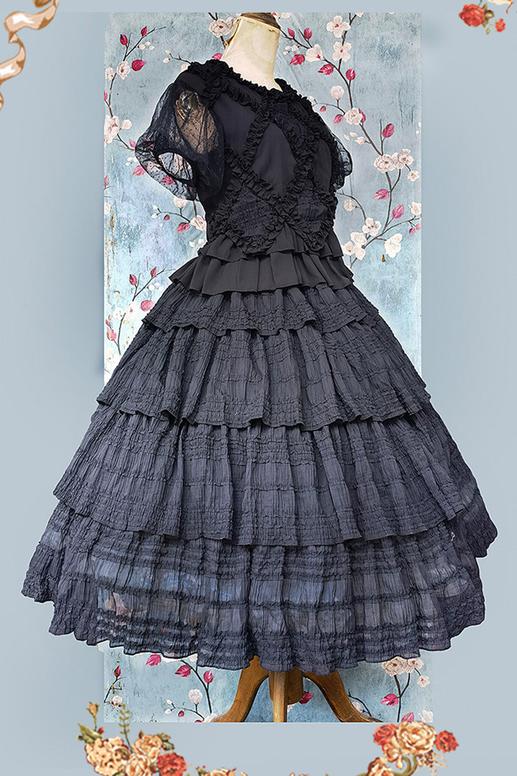 Gothic Lolita Skirt - Forest Multi-layer, Black, Classic Style, Ruffled - additional product view 2