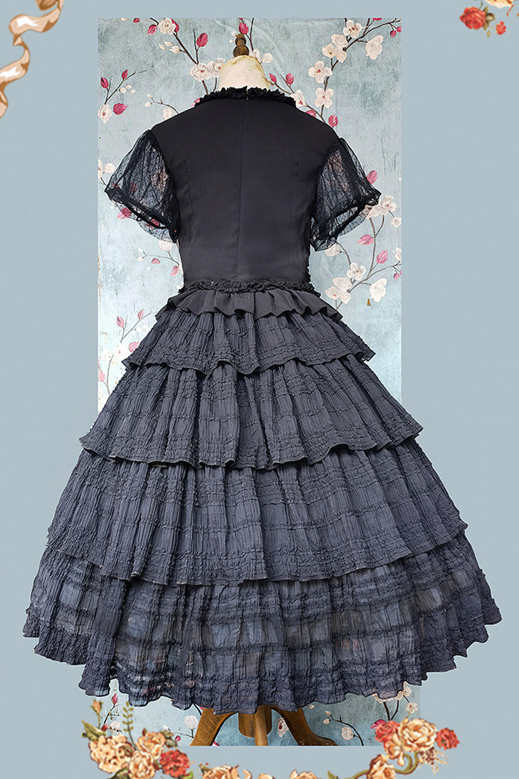 Gothic Lolita Skirt - Forest Multi-layer, Black, Classic Style, Ruffled - additional product view 3