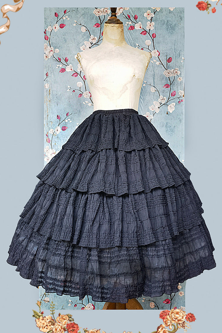 Gothic Lolita Skirt - Forest Multi-layer, Black, Classic Style, Ruffled - additional product view 4