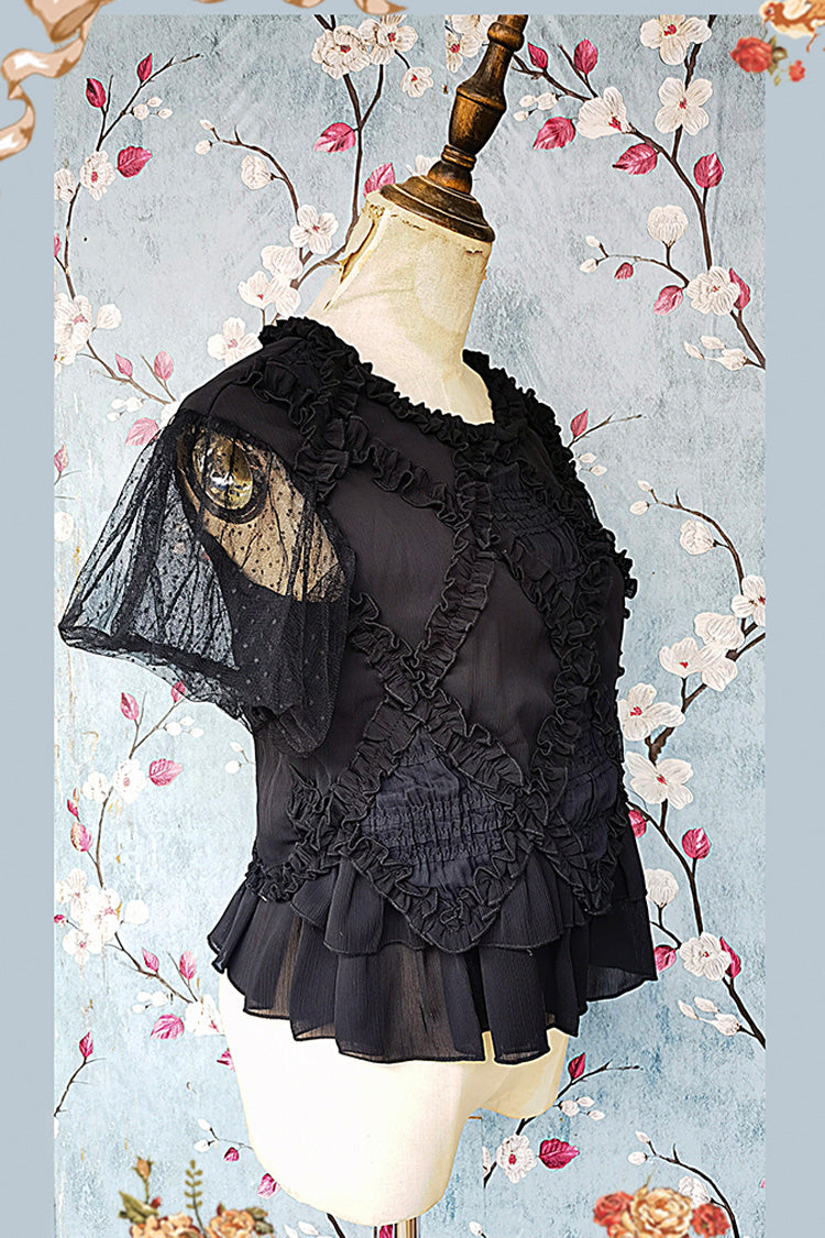 Gothic Lolita Skirt - Forest Multi-layer, Black, Classic Style, Ruffled - additional product view 6
