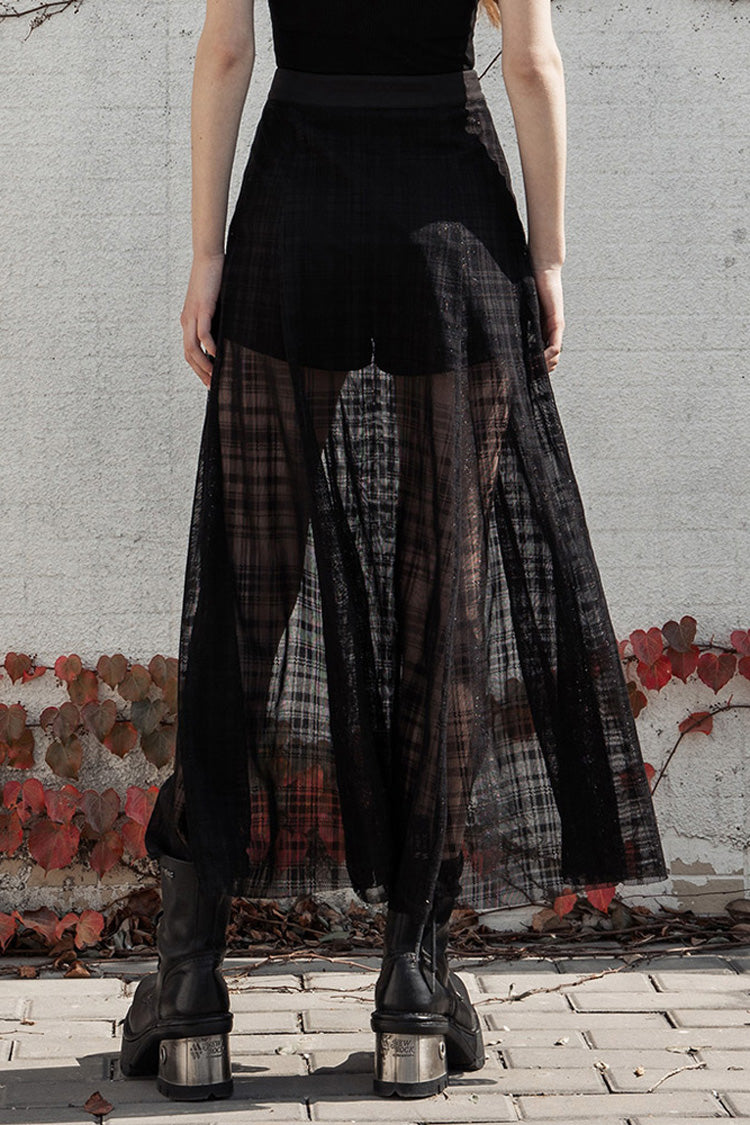 Gothic Lolita Skirt - Front Metal Eyelets Lace-up Slit, Black, Slit Detail, Women's Style - additional product view 3