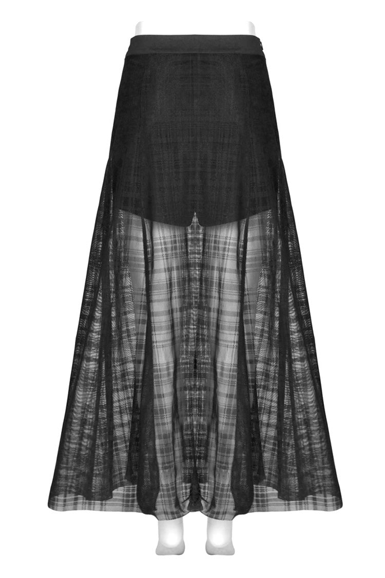 Gothic Lolita Skirt - Front Metal Eyelets Lace-up Slit, Black, Slit Detail, Women's Style - additional product view 6