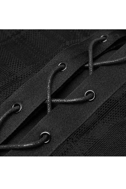 Gothic Lolita Skirt - Front Metal Eyelets Lace-up Slit, Black, Slit Detail, Women's Style - additional product view 7