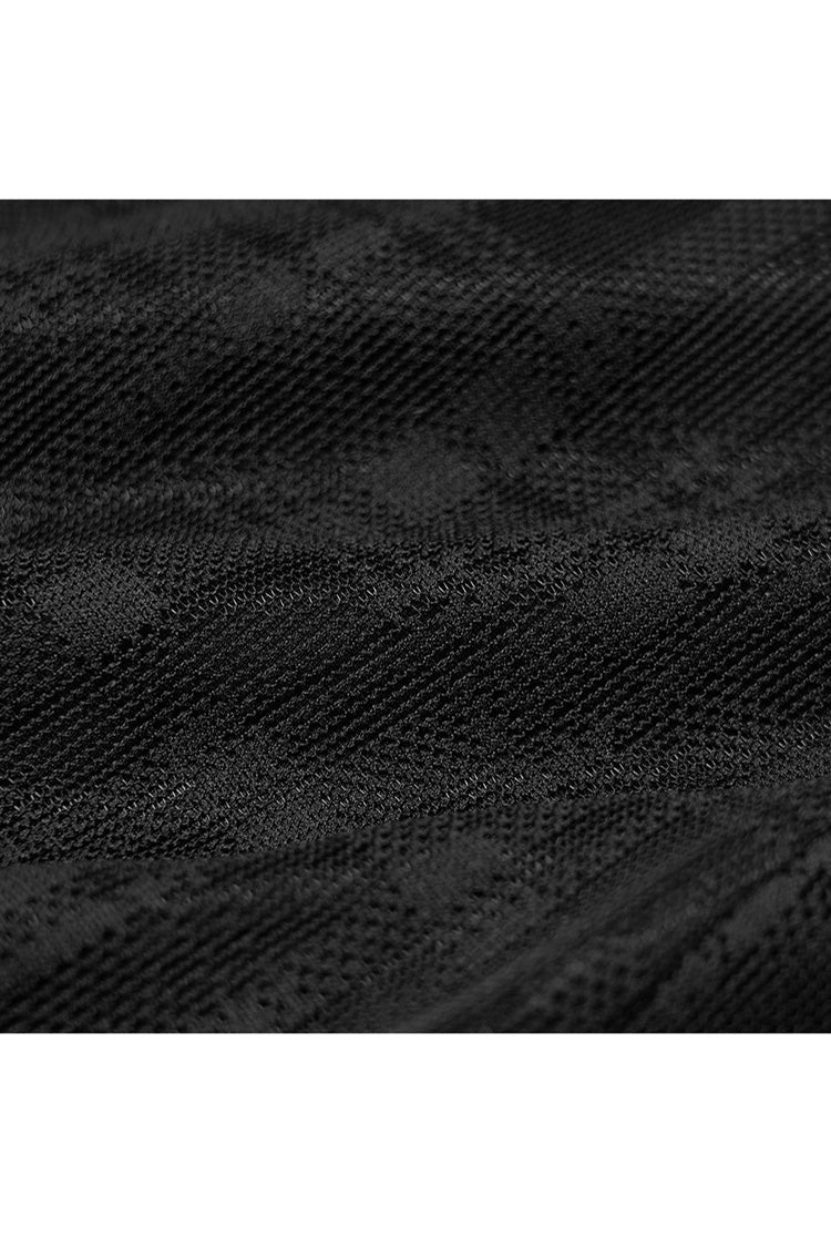 Gothic Lolita Skirt - Front Metal Eyelets Lace-up Slit, Black, Slit Detail, Women's Style - additional product view 8
