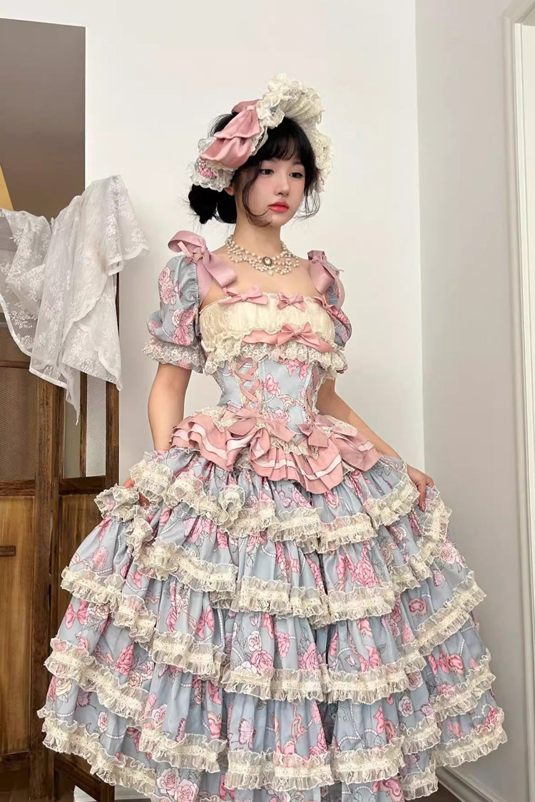 Gothic Lolita Skirt - Gem Rose, 2 Colors, Long Length, Short Length, Sweet Style - additional product view 2
