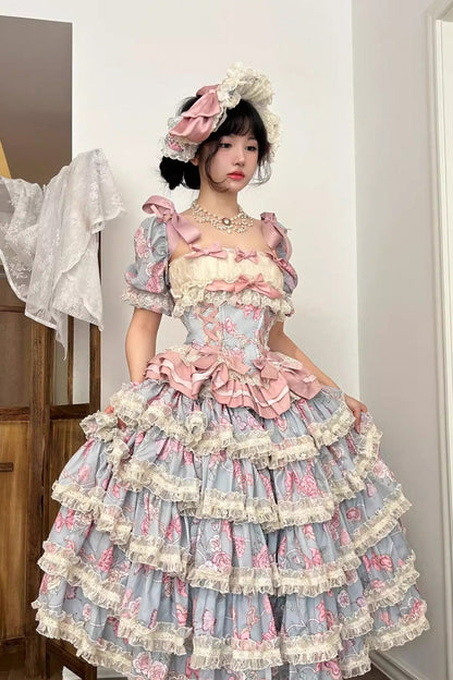 Gothic Lolita Skirt - Gem Rose, 2 Colors, Long Length, Short Length, Sweet Style - additional product view 2