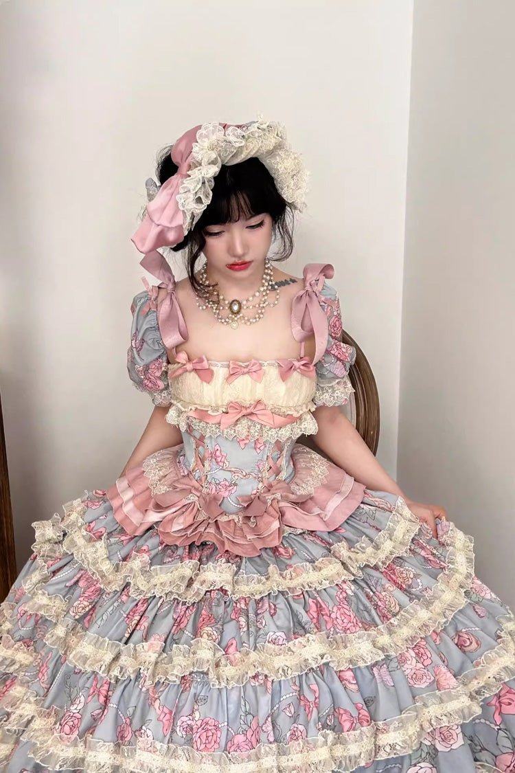 Gothic Lolita Skirt - Gem Rose, 2 Colors, Long Length, Short Length, Sweet Style - additional product view 3