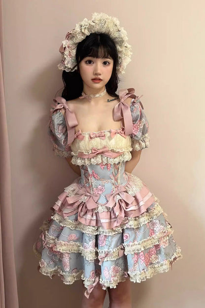 Gothic Lolita Skirt - Gem Rose, 2 Colors, Long Length, Short Length, Sweet Style - additional product view 6