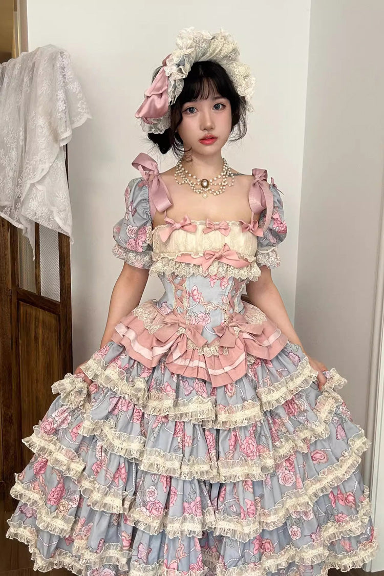 Gothic Lolita Skirt - Gem Rose, 2 Colors, Long Length, Short Length, Sweet Style - main product image