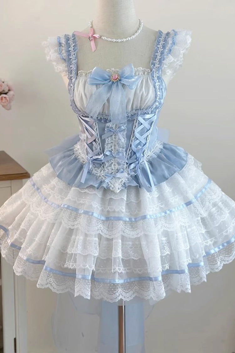 Gothic Lolita Skirt - Girl Love, Blue, Sweet Style, Ballet-Inspired Style, Bow Detail - additional product view 3