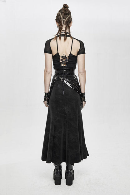 Gothic Lolita Skirt - High Side Slit Sexy With, Black, Slit Detail, Women's Style - additional product view 6