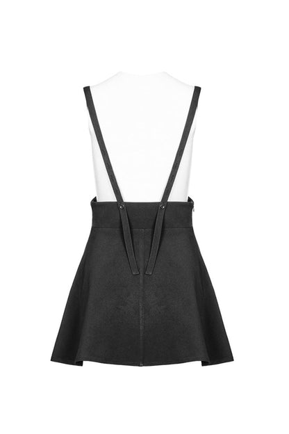 Gothic Lolita Skirt - High Waist Bandage Zipper Braces, Black, Zipper Detail, Punk Style - additional product view 8