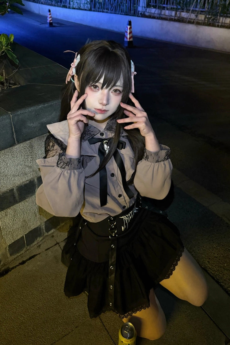 Gothic Lolita Skirt - High Waisted, Black, High Waist, Ruffled, Embroidered - additional product view 6