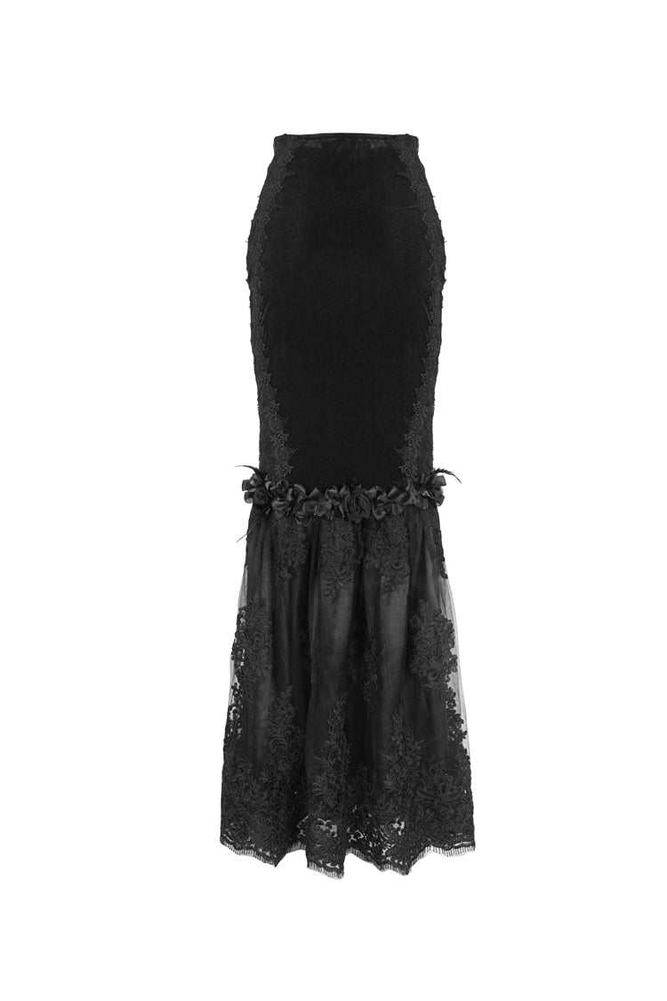 Gothic Lolita Skirt - High Waisted, Black, High Waist, Women's Style, Embroidered - additional product view 5
