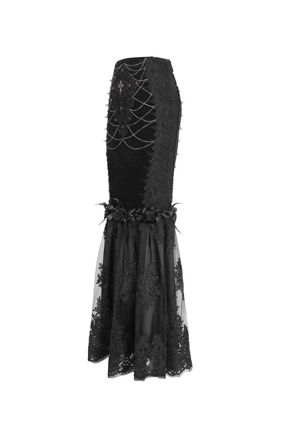 Gothic Lolita Skirt - High Waisted, Black, High Waist, Women's Style, Embroidered - additional product view 6
