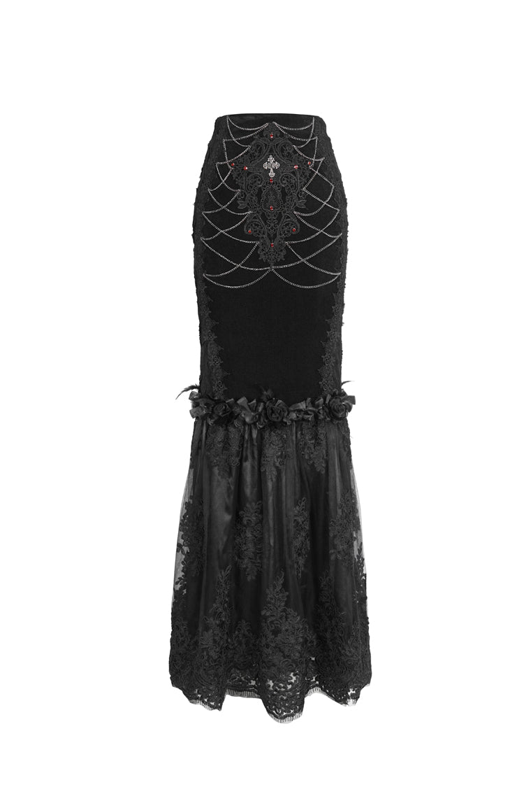 Gothic Lolita Skirt - High Waisted, Black, High Waist, Women's Style, Embroidered - additional product view 7