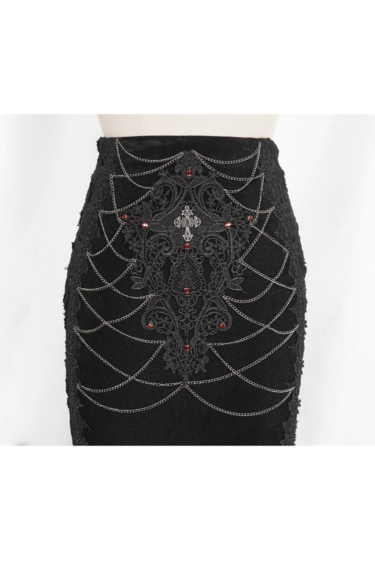 Gothic Lolita Skirt - High Waisted, Black, High Waist, Women's Style, Embroidered - additional product view 8