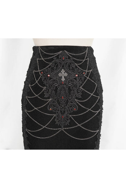 Gothic Lolita Skirt - High Waisted, Black, High Waist, Women's Style, Embroidered - additional product view 8