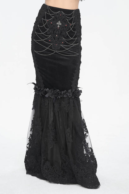Gothic Lolita Skirt - High Waisted, Black, High Waist, Women's Style, Embroidered - main product image