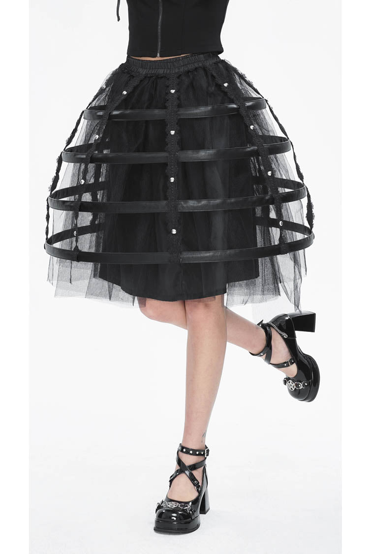Gothic Lolita Skirt - Hollow, Black, Women's Style, Lace Trim - additional product view 2