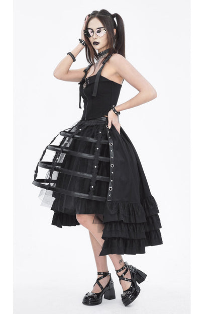 Gothic Lolita Skirt - Hollow, Black, Women's Style, Lace Trim - additional product view 4