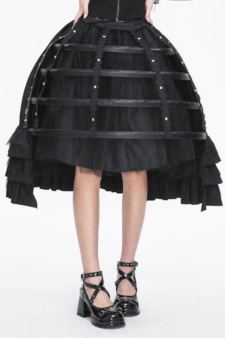 Gothic Lolita Skirt - Hollow, Black, Women's Style, Lace Trim - main product image