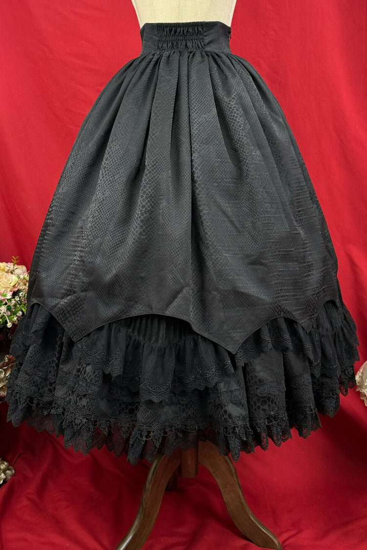 Gothic Lolita Skirt - Immortality Taboo, Black, Lace Trim, Ruffled, Layered - additional product view 12