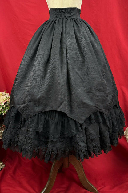 Gothic Lolita Skirt - Immortality Taboo, Black, Lace Trim, Ruffled, Layered - additional product view 12