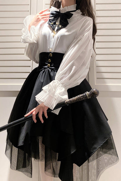 Gothic Lolita Skirt - Irregular Mesh, Black - Lolita Coordinate Bottom - additional product view 3
