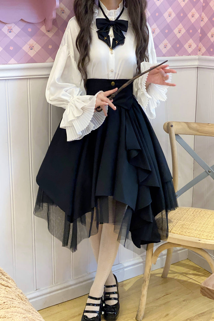 Gothic Lolita Skirt - Irregular Mesh, Black - Lolita Coordinate Bottom - additional product view 4